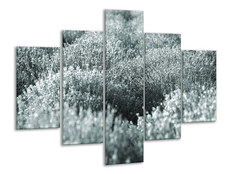 Glasschilderij Bloemen | Grijs, Groen | 100x70cm 5Luik