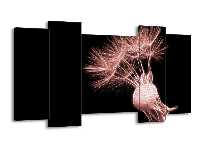 Glasschilderij Bloem | Bruin, Rood, Zwart | 120x65cm 5Luik