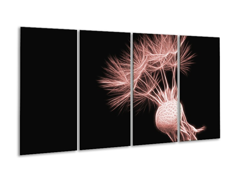 Glasschilderij Bloem | Bruin, Rood, Zwart | 160x80cm 4Luik