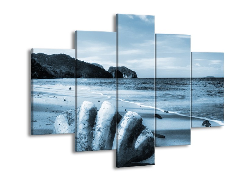 Glasschilderij Schelp, Strand | Blauw | 150x105cm 5Luik