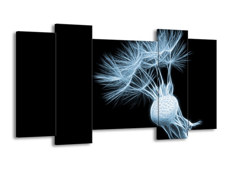 Glasschilderij Bloem | Blauw, Zwart | 120x65cm 5Luik