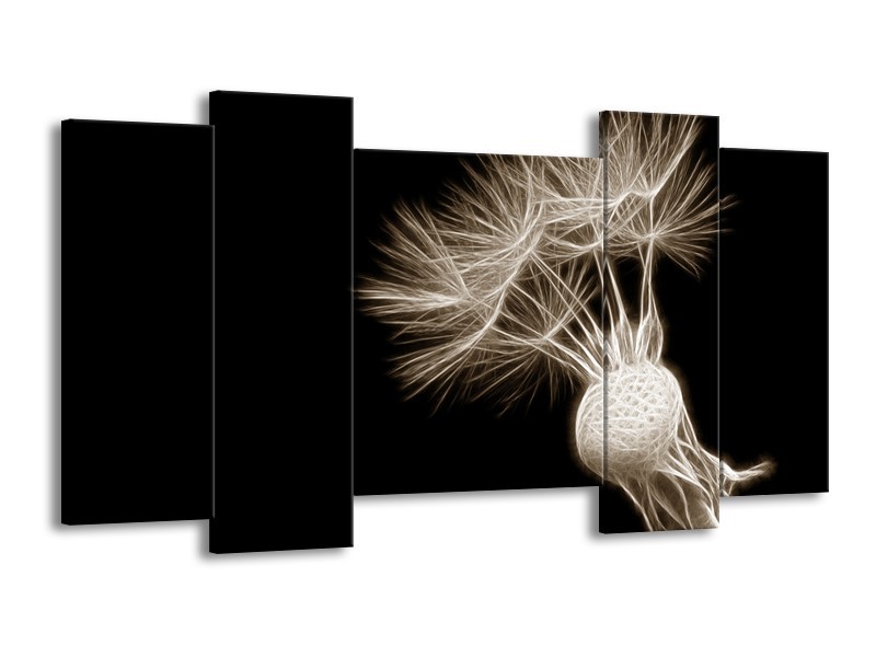 Glasschilderij Bloem | Sepia, Zwart | 120x65cm 5Luik