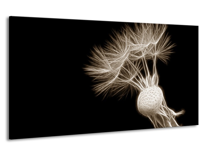 Canvas Schilderij Bloem | Sepia, Zwart | 190x100cm 1Luik