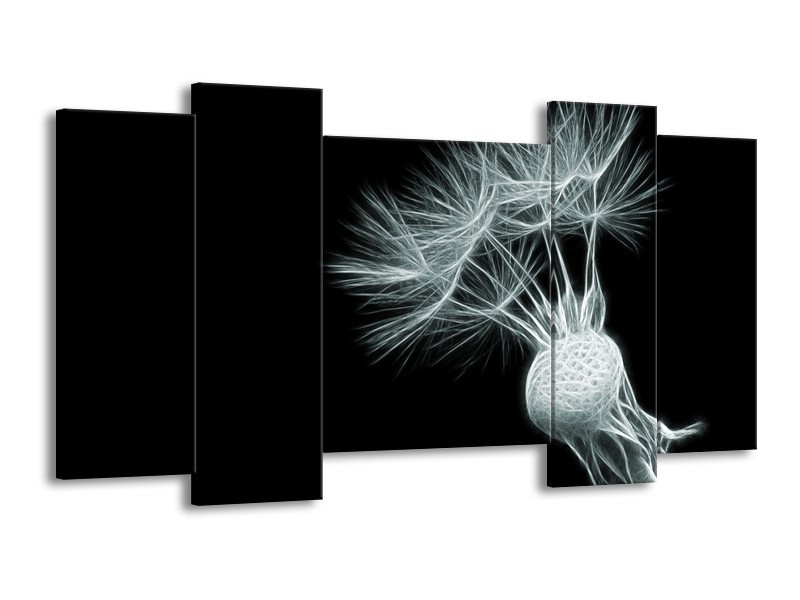 Glasschilderij Bloem | Grijs, Groen, Zwart | 120x65cm 5Luik