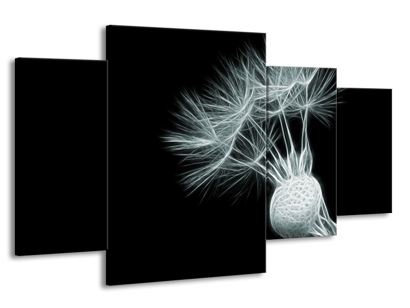 Glasschilderij Bloem | Grijs, Groen, Zwart | 160x90cm 4Luik