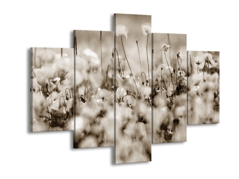 Glasschilderij Bloemen | Sepia | 150x105cm 5Luik