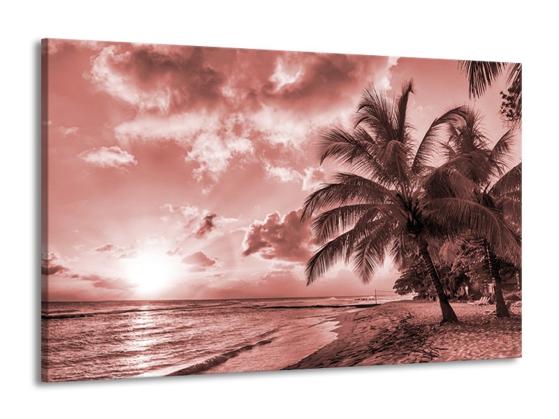 Canvas Schilderij Zee, Strand | Bruin, Rood | 140x90cm 1Luik