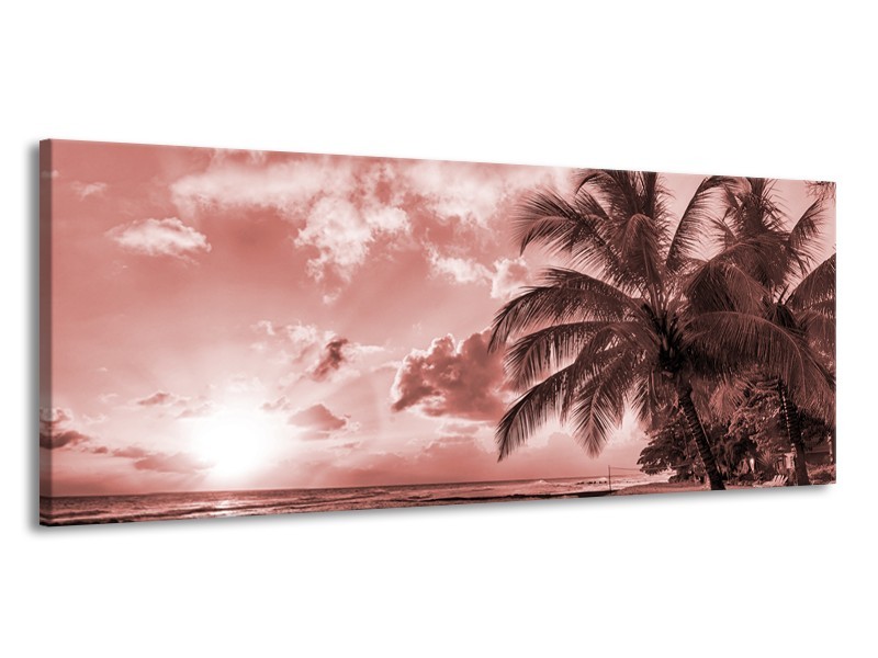 Glasschilderij Zee, Strand | Bruin, Rood | 145x58cm 1Luik