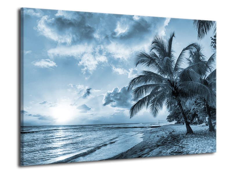 Canvas Schilderij Zee, Strand | Blauw, Grijs | 70x50cm 1Luik