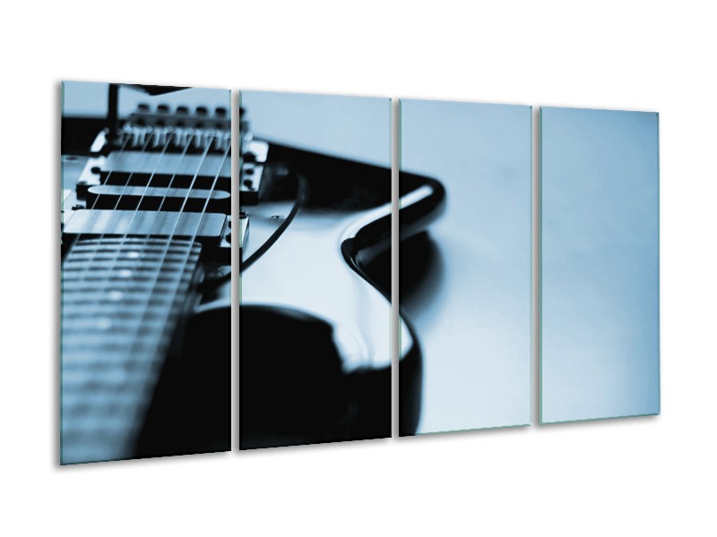 Glasschilderij Muziek | Blauw, Grijs | 160x80cm 4Luik