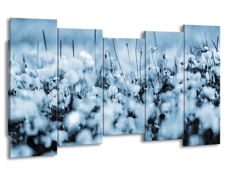 Glasschilderij Bloemen | Blauw, Grijs | 150x80cm 5Luik