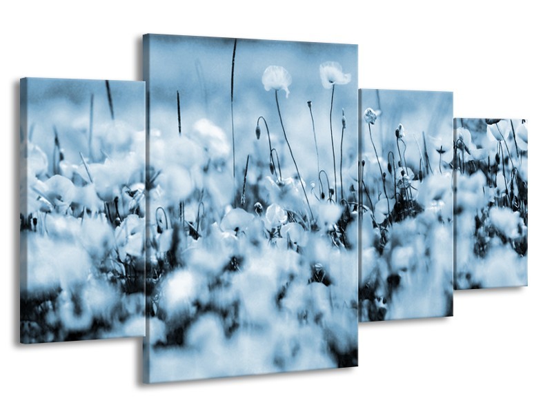 Glasschilderij Bloemen | Blauw, Grijs | 160x90cm 4Luik