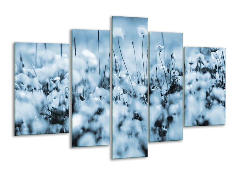 Glasschilderij Bloemen | Blauw, Grijs | 170x100cm 5Luik