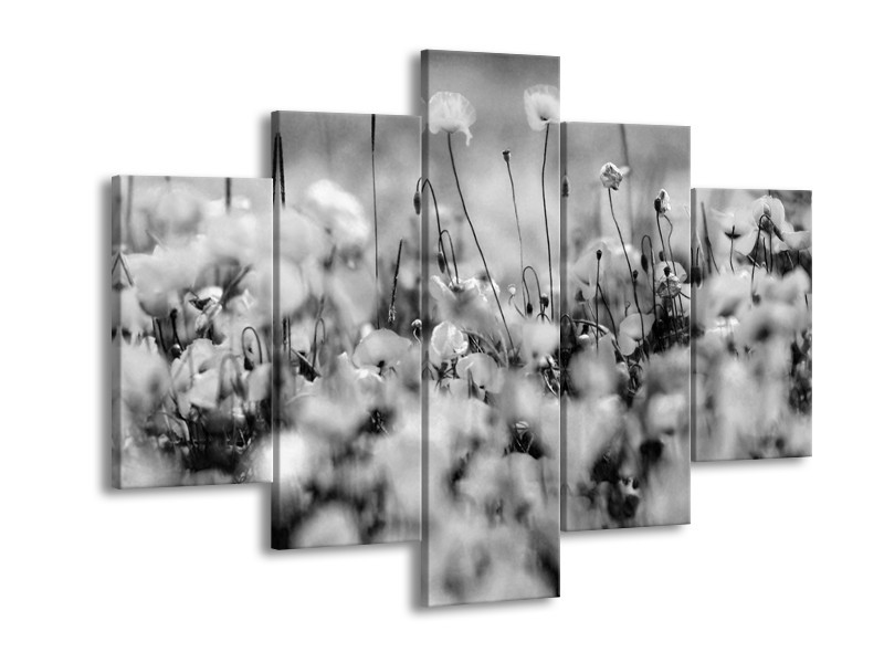 Glasschilderij Bloemen | Grijs, Zwart | 150x105cm 5Luik