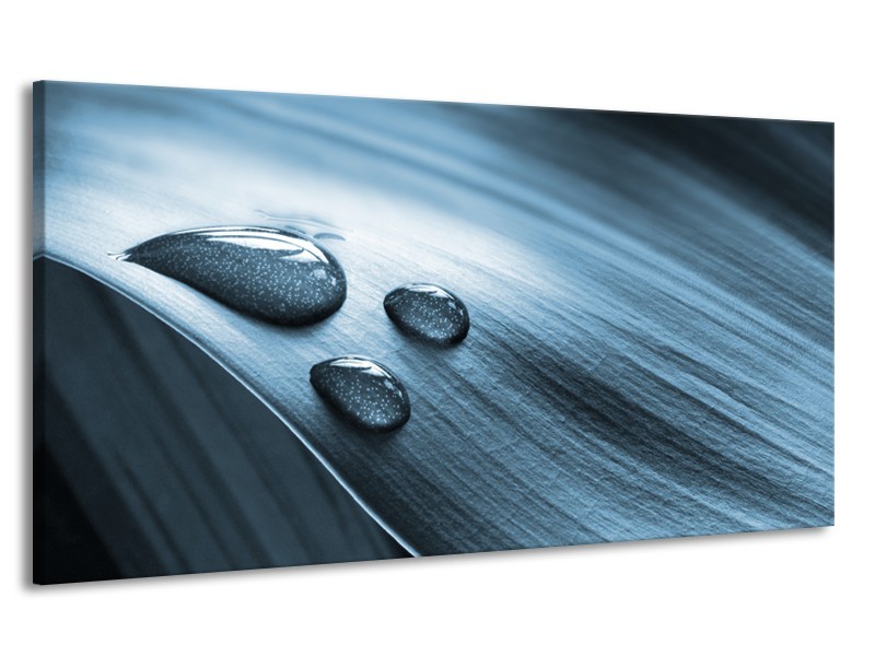 Canvas Schilderij Macro, Druppel | Blauw, Grijs | 170x90cm 1Luik