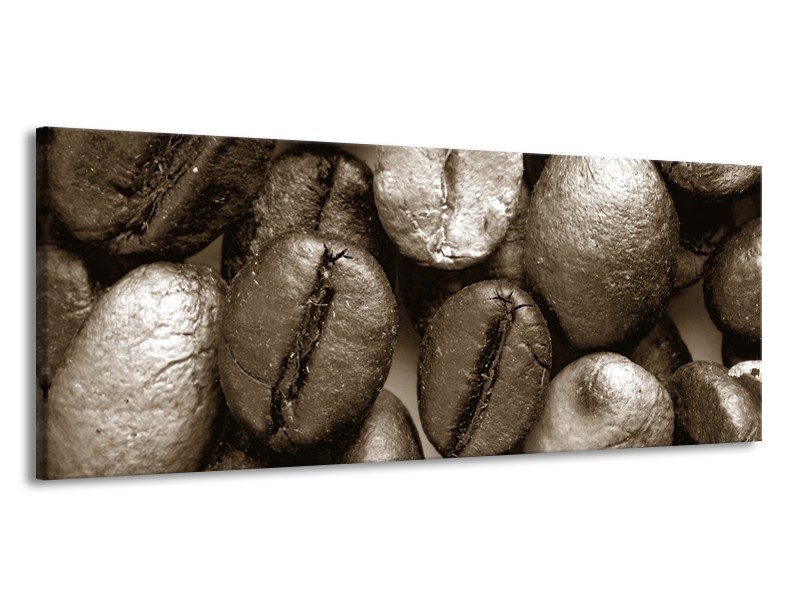 Canvas Schilderij Koffiebonen, Keuken | Sepia | 145x58cm 1Luik