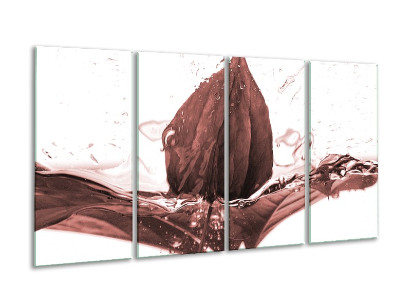 Glasschilderij Bloem | Bruin, Rood | 160x80cm 4Luik