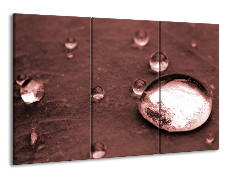 Canvas Schilderij Macro, Druppel | Bruin, Rood | 165x100cm 3Luik