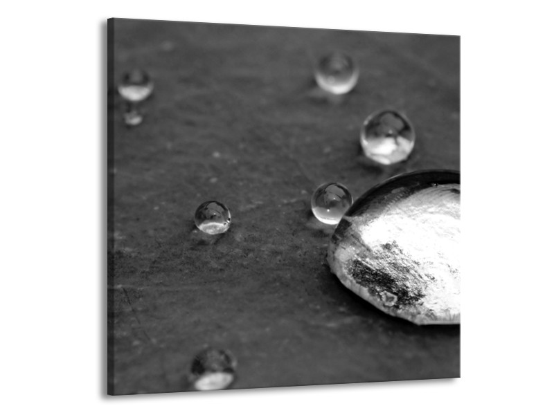 Canvas Schilderij Macro, Druppel | Zwart, Wit, Grijs | 70x70cm 1Luik