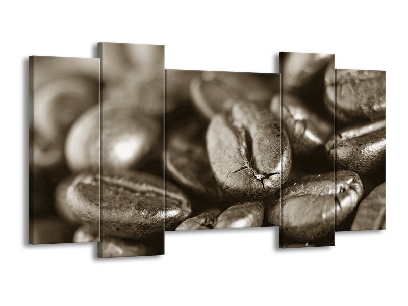 Glasschilderij Koffiebonen, Keuken | Sepia | 120x65cm 5Luik