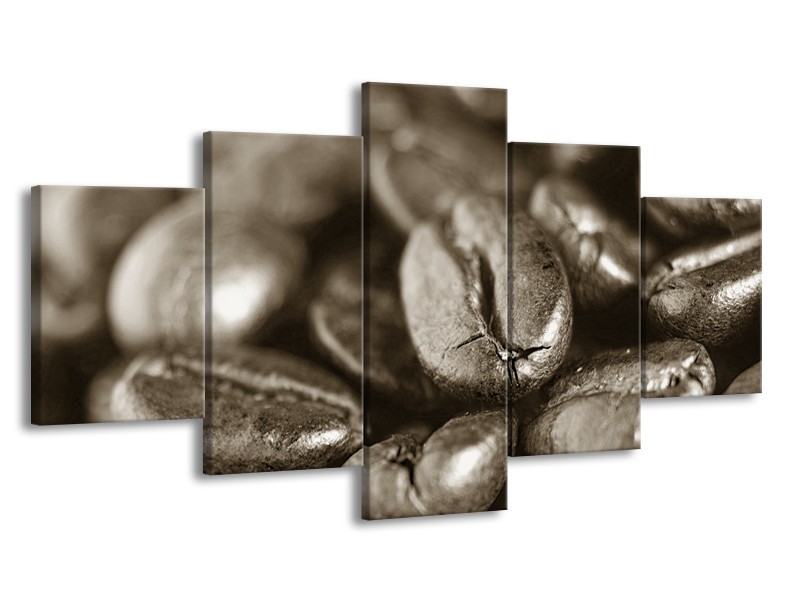 Glasschilderij Koffiebonen, Keuken | Sepia | 150x80cm 5Luik