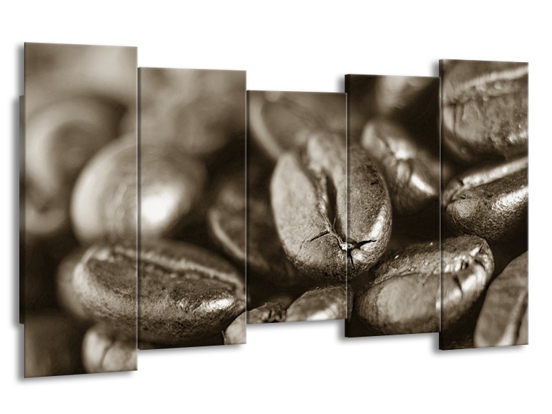 Glasschilderij Koffiebonen, Keuken | Sepia | 150x80cm 5Luik