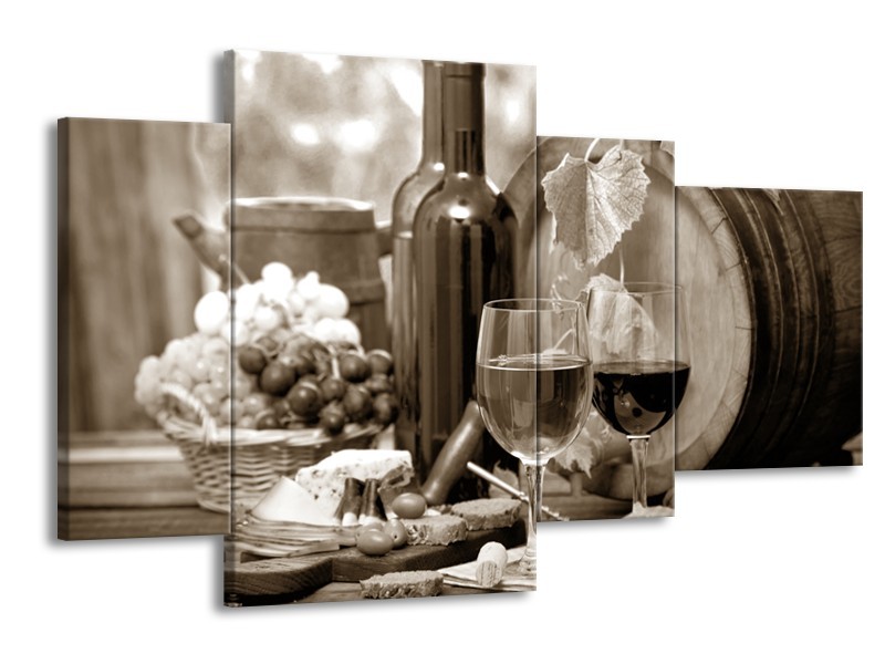 Glasschilderij Wijn, Keuken | Sepia | 120x75cm 4Luik