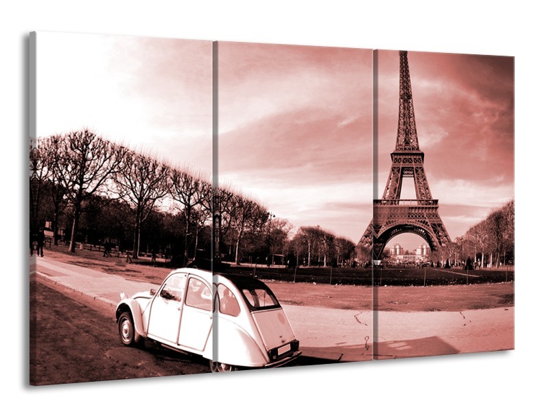 Canvas Schilderij Steden, Parijs | Bruin, Rood | 165x100cm 3Luik
