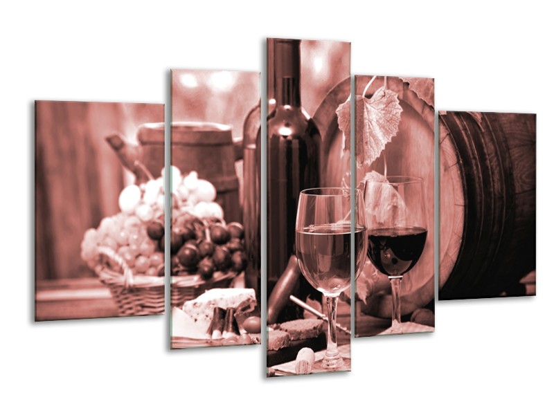 Glasschilderij Wijn, Keuken | Bruin, Rood | 170x100cm 5Luik