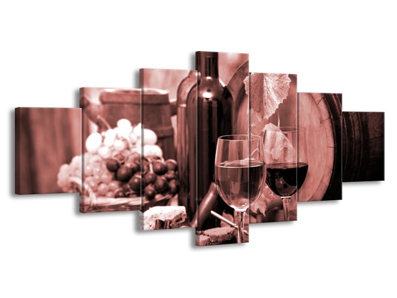 Glasschilderij Wijn, Keuken | Bruin, Rood | 210x100cm 7Luik