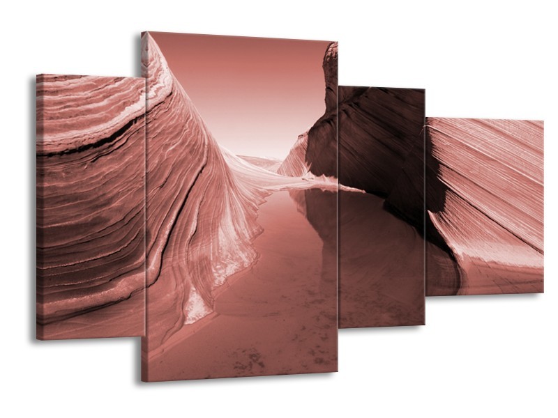 Canvas Schilderij Zand | Bruin, Rood | 120x75cm 4Luik