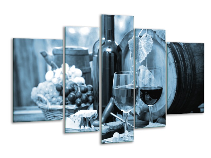 Glasschilderij Wijn, Keuken | Blauw, Grijs | 170x100cm 5Luik