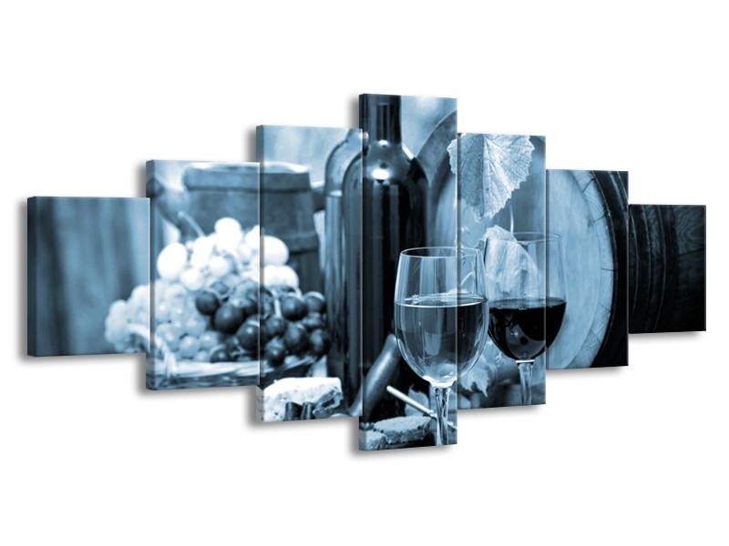 Glasschilderij Wijn, Keuken | Blauw, Grijs | 210x100cm 7Luik