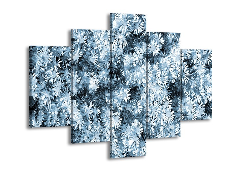 Glasschilderij Bloemen | Blauw, Grijs | 150x105cm 5Luik