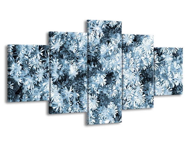 Glasschilderij Bloemen | Blauw, Grijs | 150x80cm 5Luik