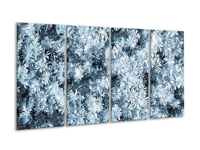 Glasschilderij Bloemen | Blauw, Grijs | 160x80cm 4Luik