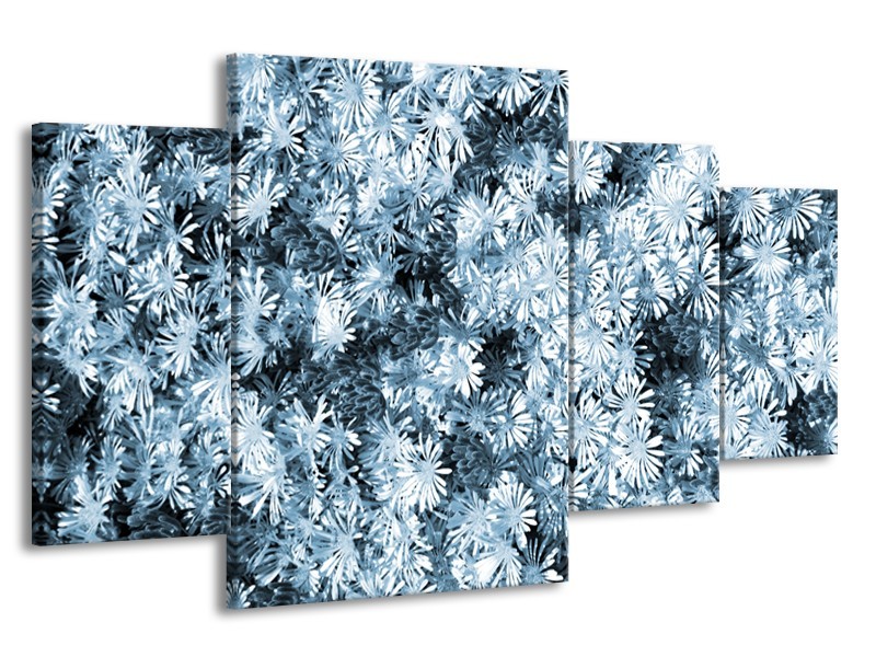 Glasschilderij Bloemen | Blauw, Grijs | 160x90cm 4Luik