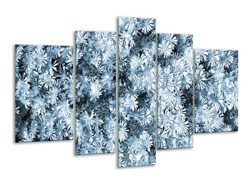 Glasschilderij Bloemen | Blauw, Grijs | 170x100cm 5Luik