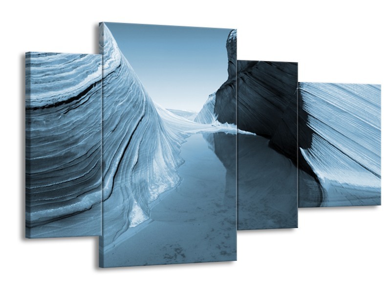 Canvas Schilderij Zand | Blauw, Grijs | 120x75cm 4Luik