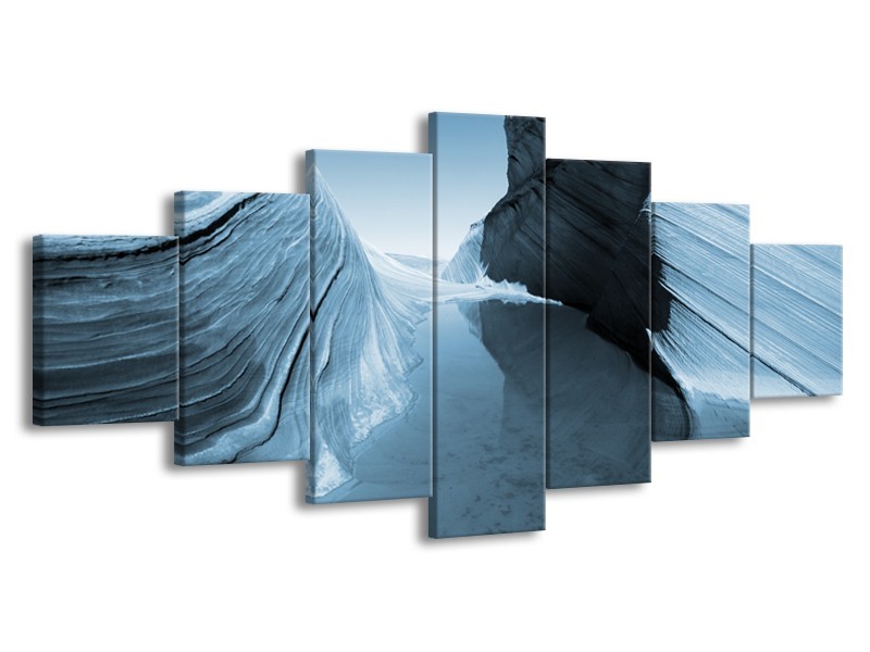 Canvas Schilderij Zand | Blauw, Grijs | 210x100cm 7Luik