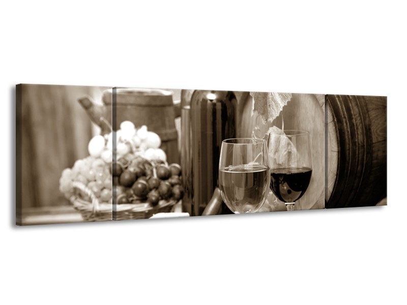 Glasschilderij Wijn, Keuken | Sepia | 170x50cm 3Luik