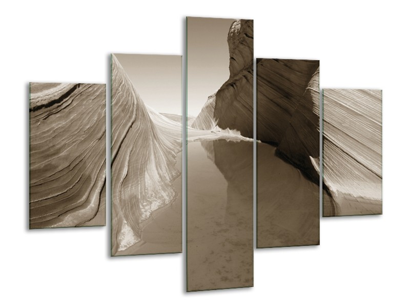 Glasschilderij Zand | Sepia | 100x70cm 5Luik