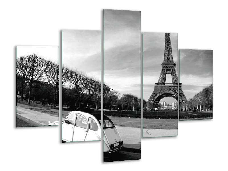 Glasschilderij Steden, Parijs | Zwart, Wit, Grijs | 100x70cm 5Luik