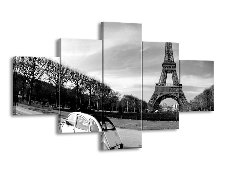 Glasschilderij Steden, Parijs | Zwart, Wit, Grijs | 125x70cm 5Luik