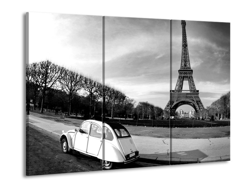 Glasschilderij Steden, Parijs | Zwart, Wit, Grijs | 60x90cm 3Luik