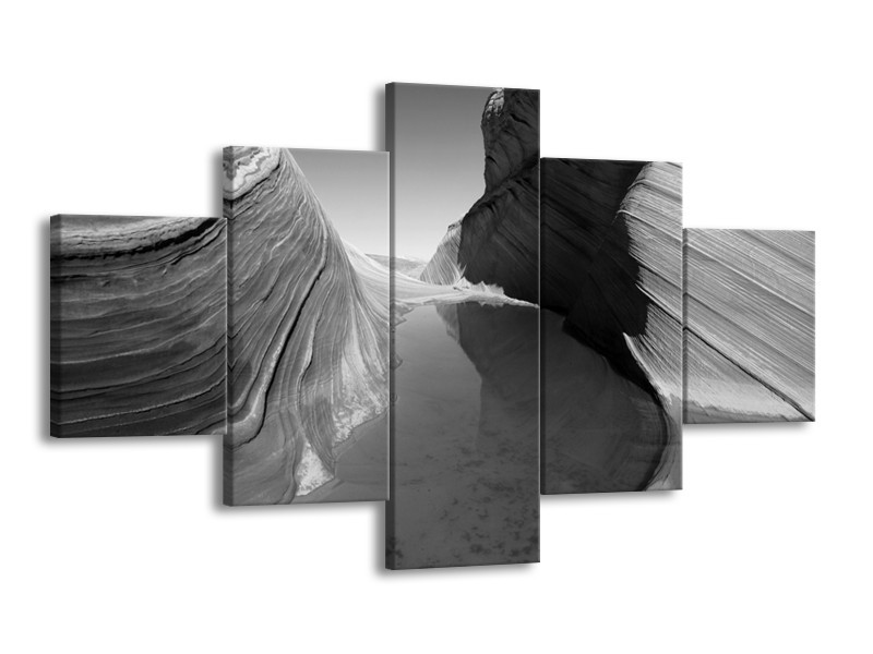 Glasschilderij Zand | Zwart, Grijs | 125x70cm 5Luik