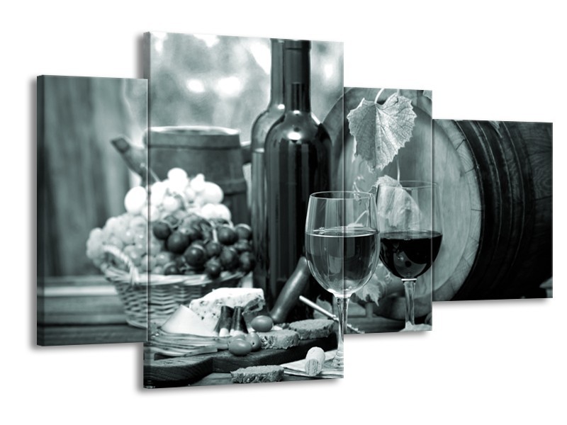 Glasschilderij Wijn, Keuken | Grijs, Groen | 120x75cm 4Luik