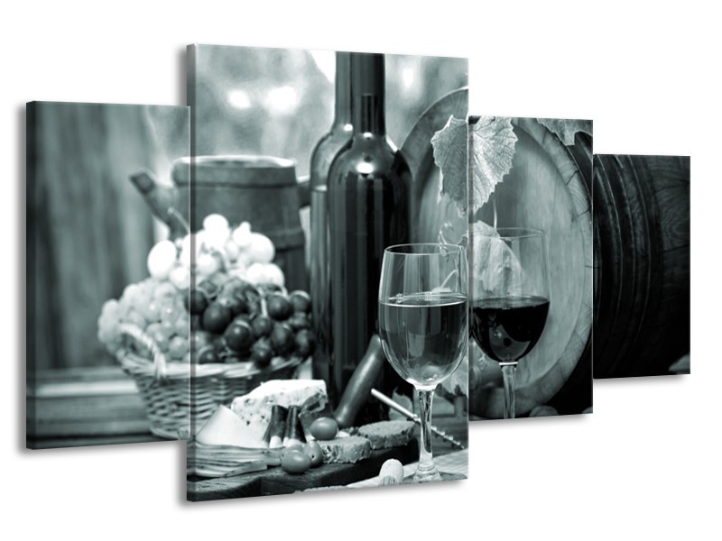 Glasschilderij Wijn, Keuken | Grijs, Groen | 160x90cm 4Luik