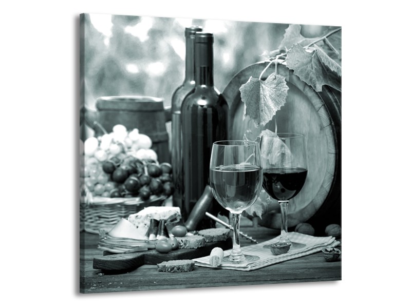 Glasschilderij Wijn, Keuken | Grijs, Groen | 70x70cm 1Luik