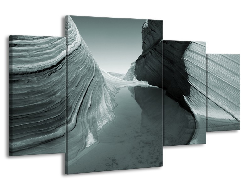Canvas Schilderij Zand | Grijs, Groen | 160x90cm 4Luik